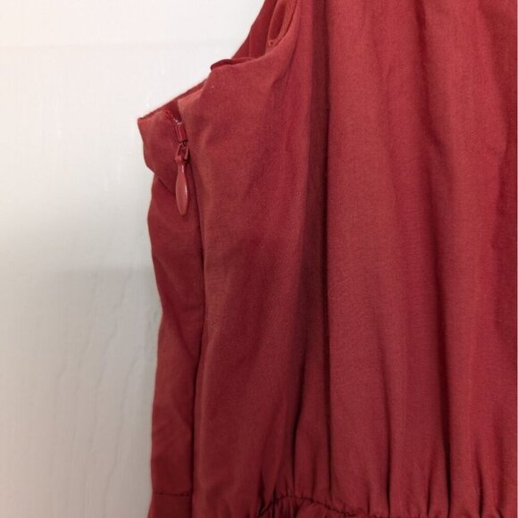 Marie Oliver Gabbie Tiered Dress Womens Size 4 V Neck Clay Brick Red Sleeveless - Picture 7 of 11